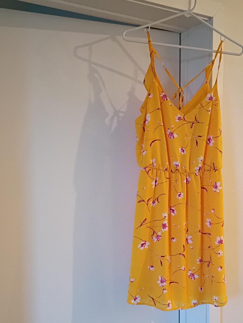Lush Yellow Floral Tie-Strap Dress